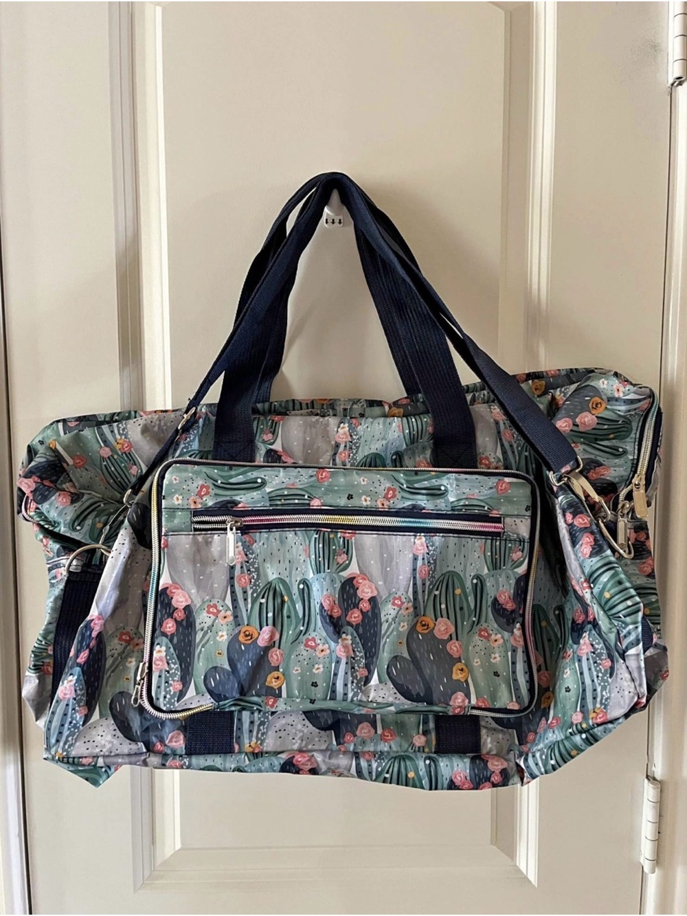 Floral Cactus Print Weekender Duffle Bag - Carry On size